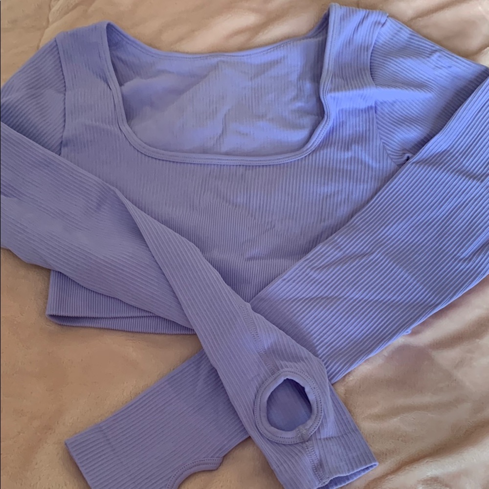 Women's Ribbed Long Sleeve Top - Blue
